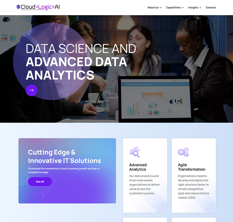 screenshot image of cloud logic website