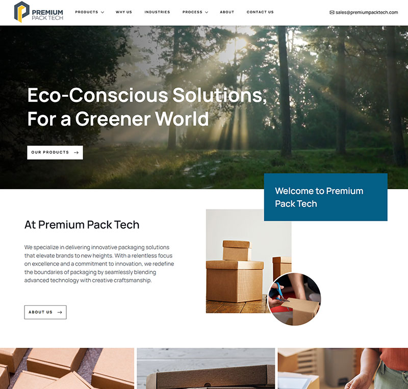 screenshot image of premium packtech website